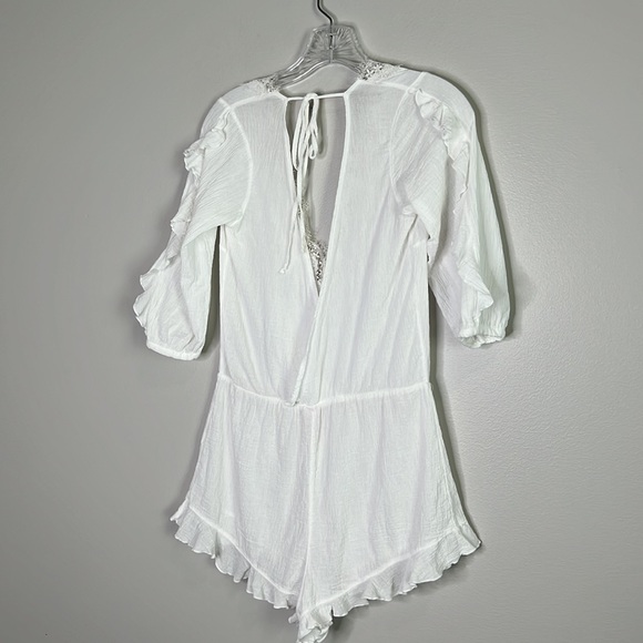 VICTORIA'S SECRET Boho Beach Pool Cover Up One Piece White Romper size Medium - Picture 8 of 13